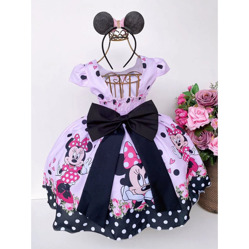 Vestido Infantil Temáticos Kids Minnie/Minie Rosa