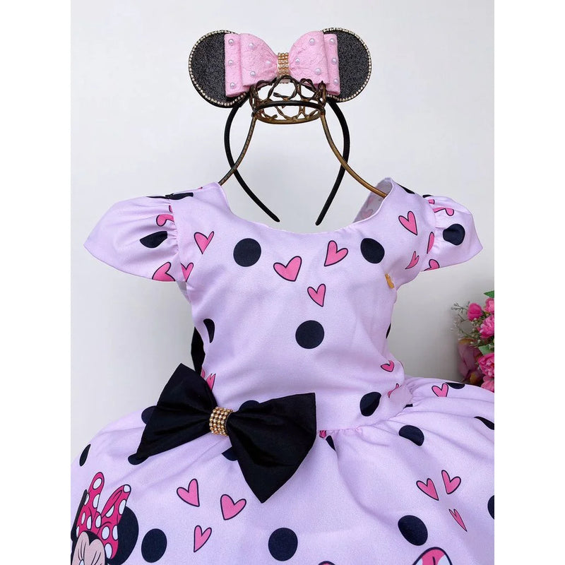 Vestido Infantil Temáticos Kids Minnie/Minie Rosa