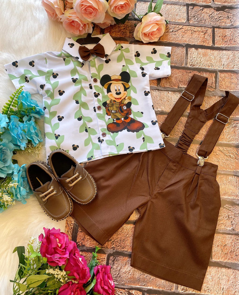 Conjunto Temático Meninos Mickey Safari Verde (CNJTMCMNNMCKVRD)