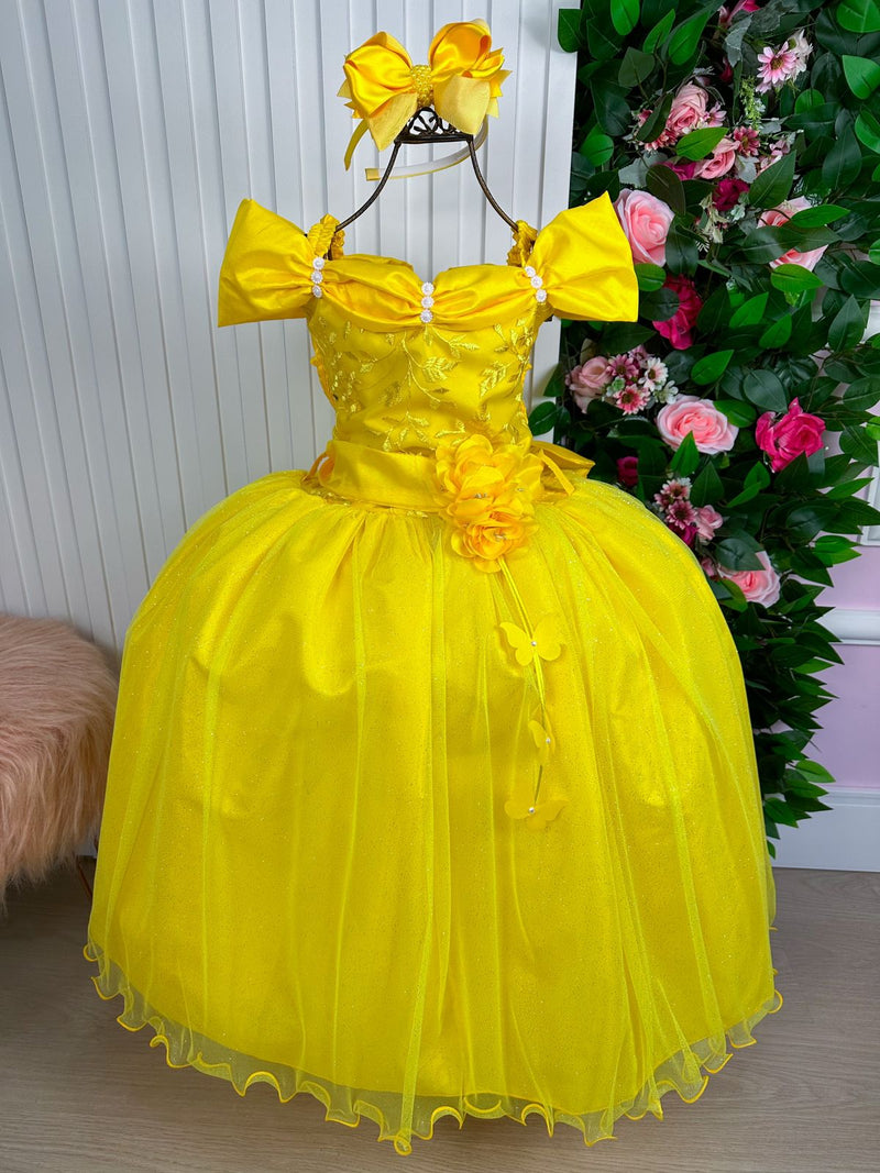 Vestido Marie Longo Manga Princesa Amarelo A Bela e a Fera (VESTMRIELNGMGPRINAMA