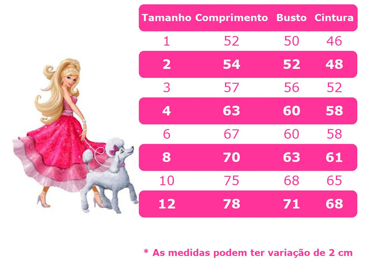 Vestido Infantil Barbie C/ Glitter e Estrelas Rosa Chiclete