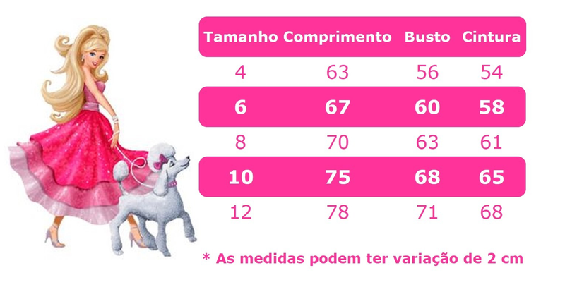 Vestido Infantil Barbie Rosa Chiclete Com Cinto de Pérolas