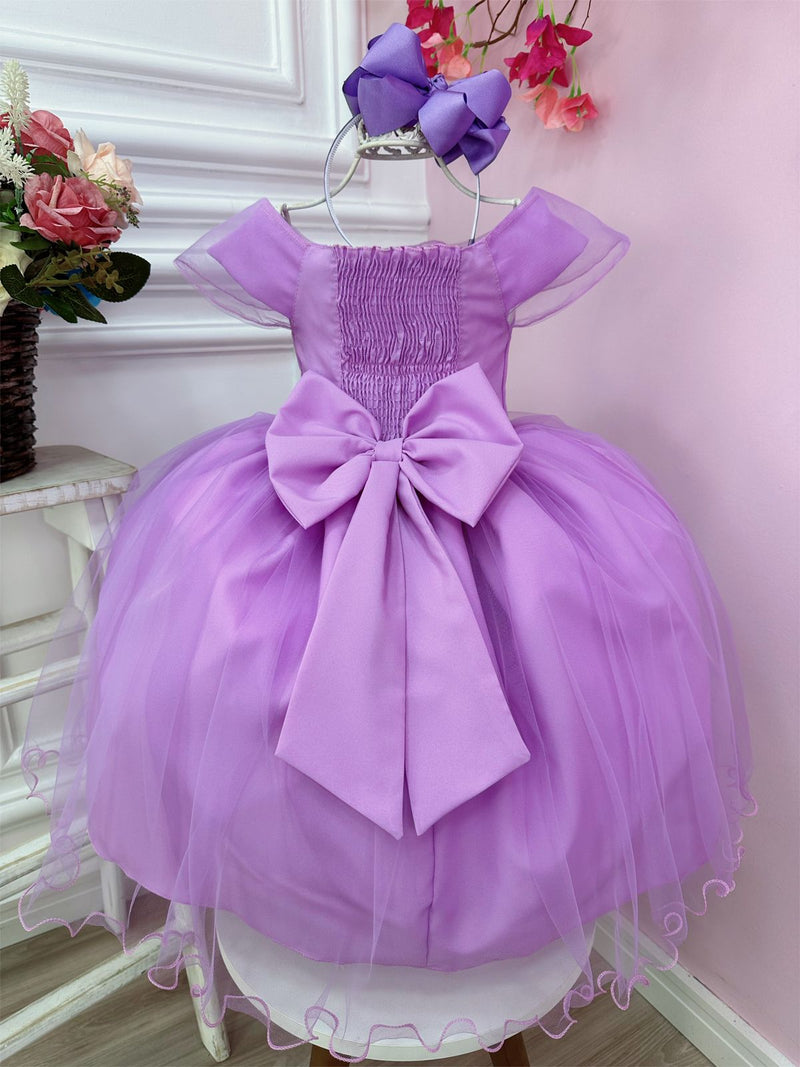 Vestido Infantil Princesa Sofia Rapunzel C/ Busto Trançado