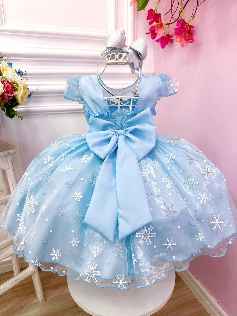 Vestido Infantil Frozen Princesas Com Cinto de Pérolas