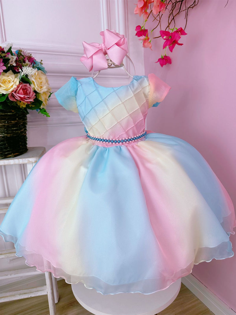 Vestido Infantil Chuva de Amor Bênções C/ Pérolas Luxo