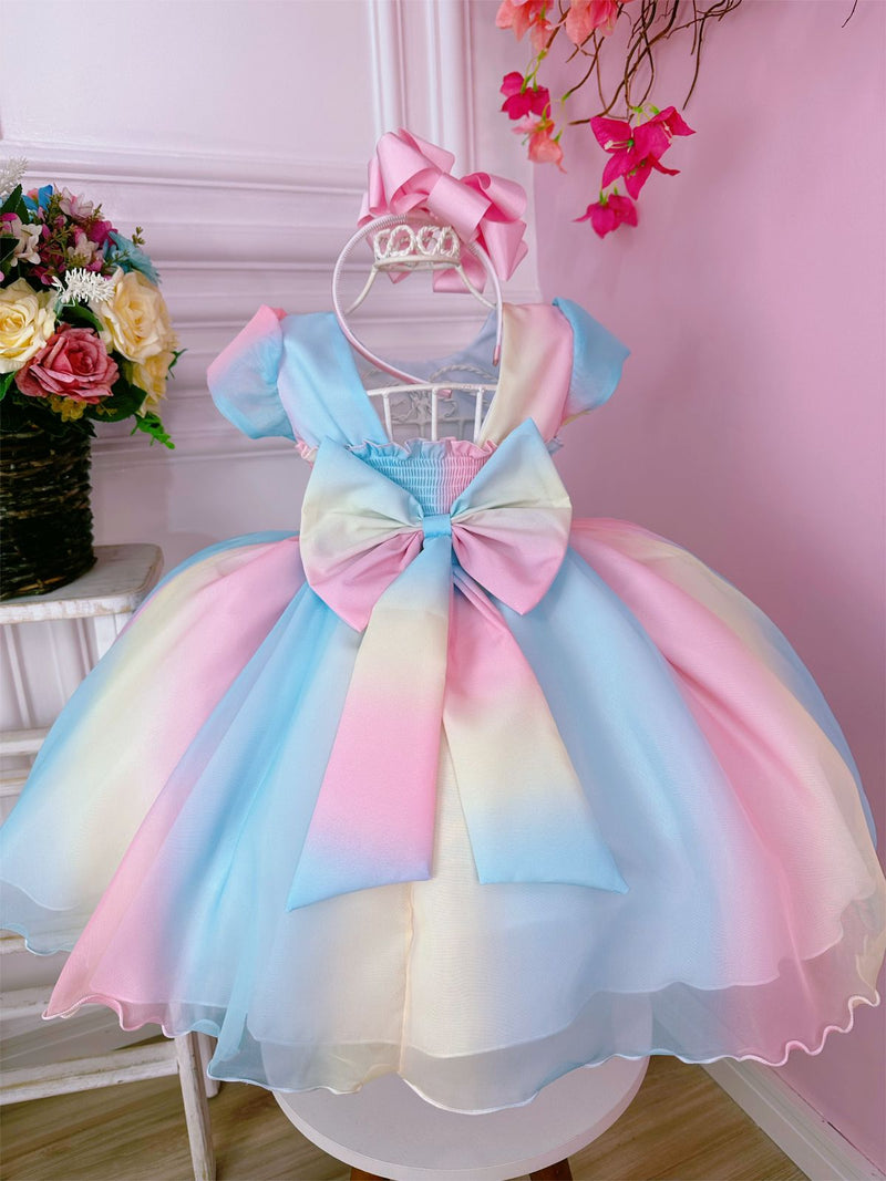 Vestido Infantil Chuva de Amor Bênções C/ Pérolas Luxo