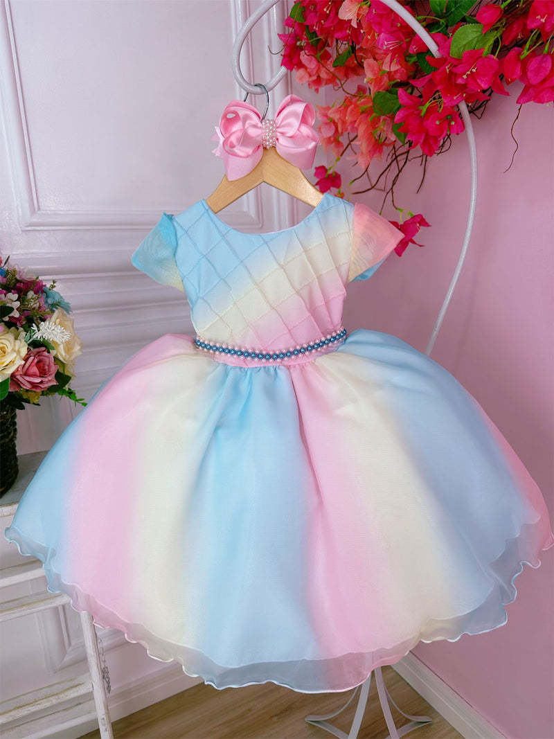 Vestido Infantil Chuva de Amor Bênções C/ Pérolas Luxo