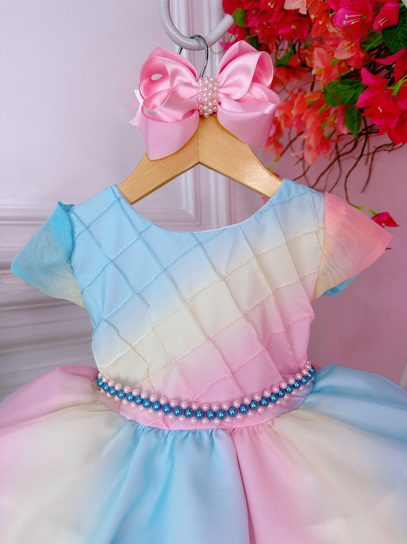 Vestido Infantil Chuva de Amor Bênções C/ Pérolas Luxo