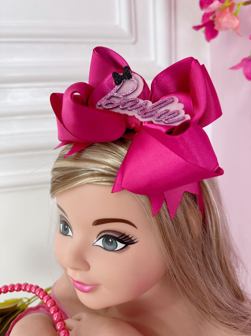 Kit Infantil Tiara Maxx Nó e Bolsinha da Barbie Rosa