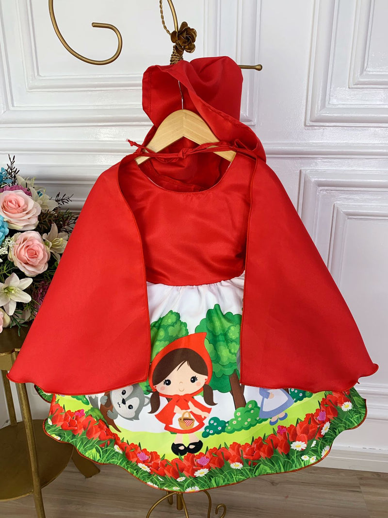 Vestido Infantil Chapéu Vermelho Com Capuz