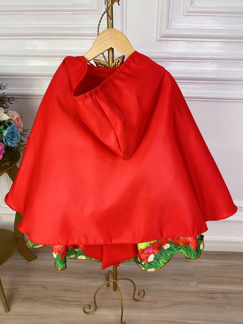 Vestido Infantil Chapéu Vermelho Com Capuz