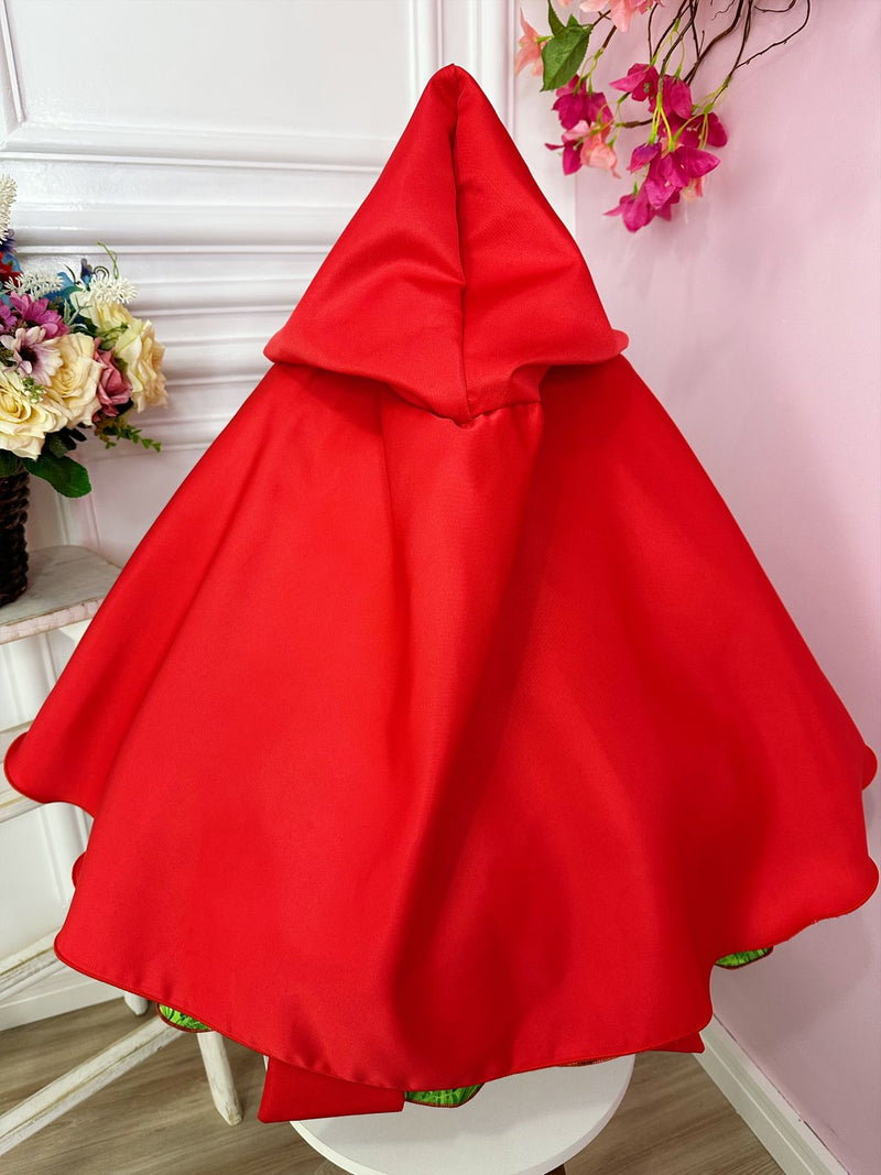 Vestido Infantil Chapéu Vermelho Com Capuz