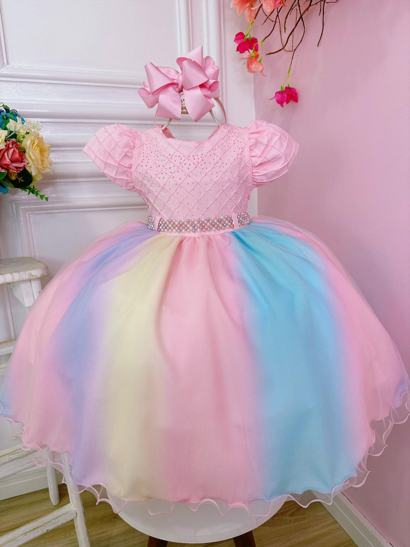 Vestido Infantil Chuva de Amor Busto Nervura C/ Strass (3569RS)