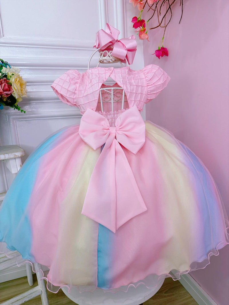 Vestido Infantil Chuva de Amor Busto Nervura C/ Strass (3569RS)