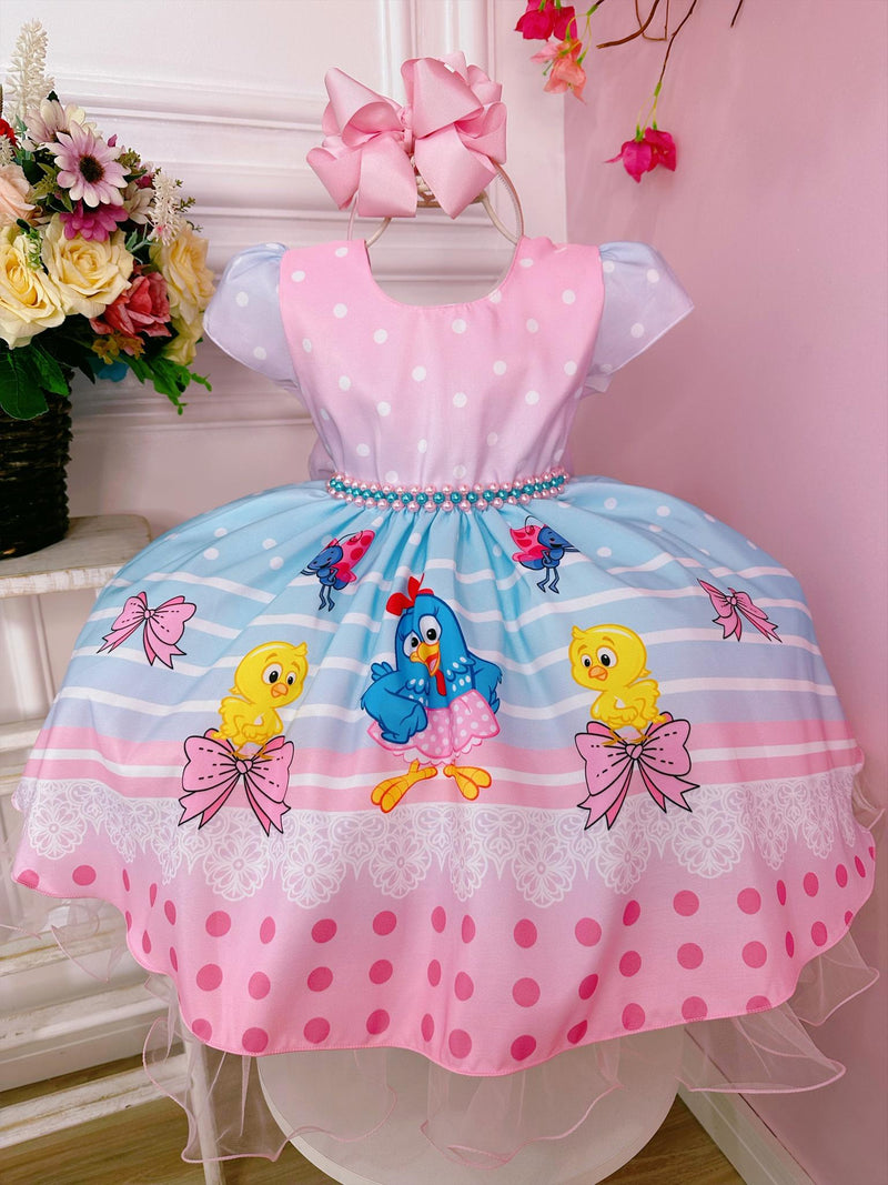 Vestido Infantil Galinha Pintadinha e Pintinho Amarelinho