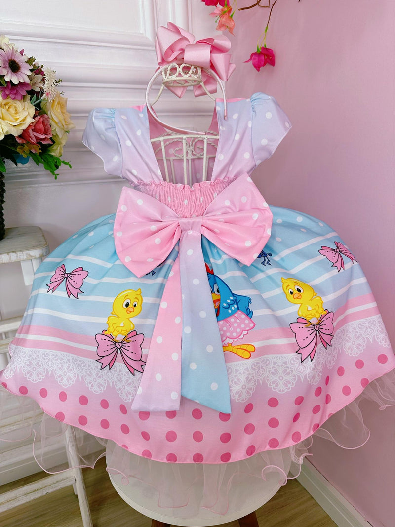 Vestido Infantil Galinha Pintadinha e Pintinho Amarelinho