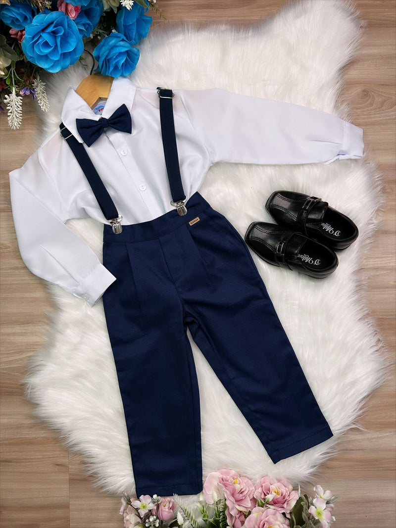 Conjunto Social Camisa Calça e Gravata Susp. Azul Marinho