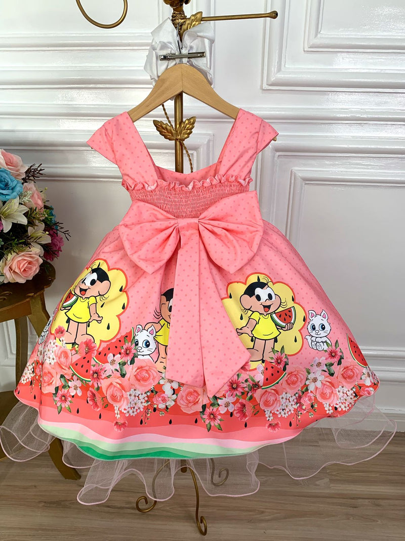 Vestido Infantil Magali Rosa Chiclete Flores Festa Luxo (black)