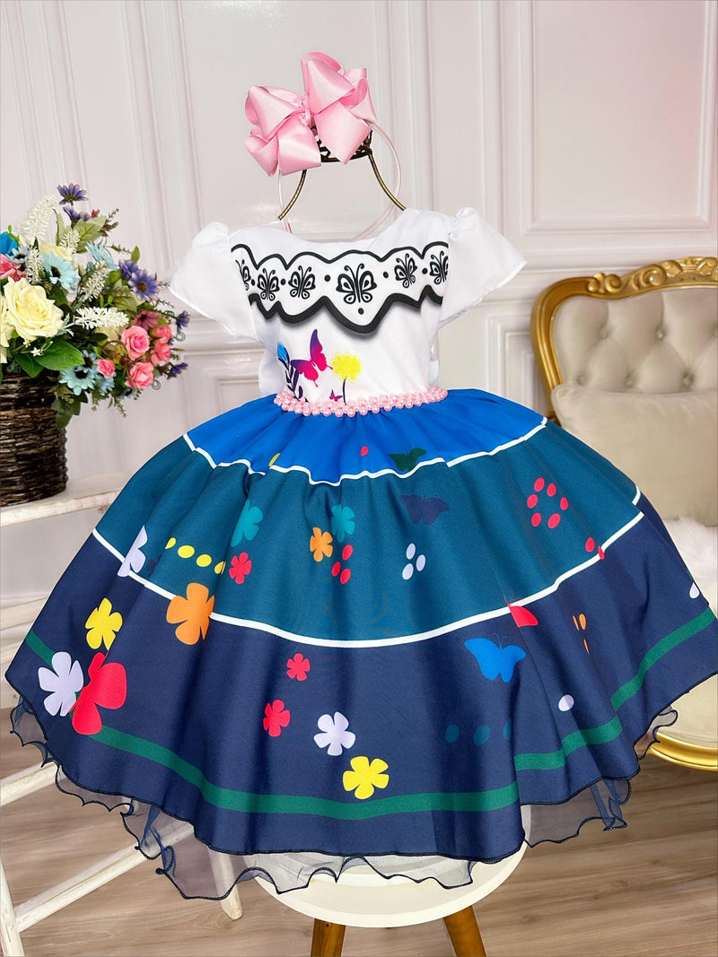 Vestido Infantil Mirabel Encanto Com Cinto Pérolas Princesas