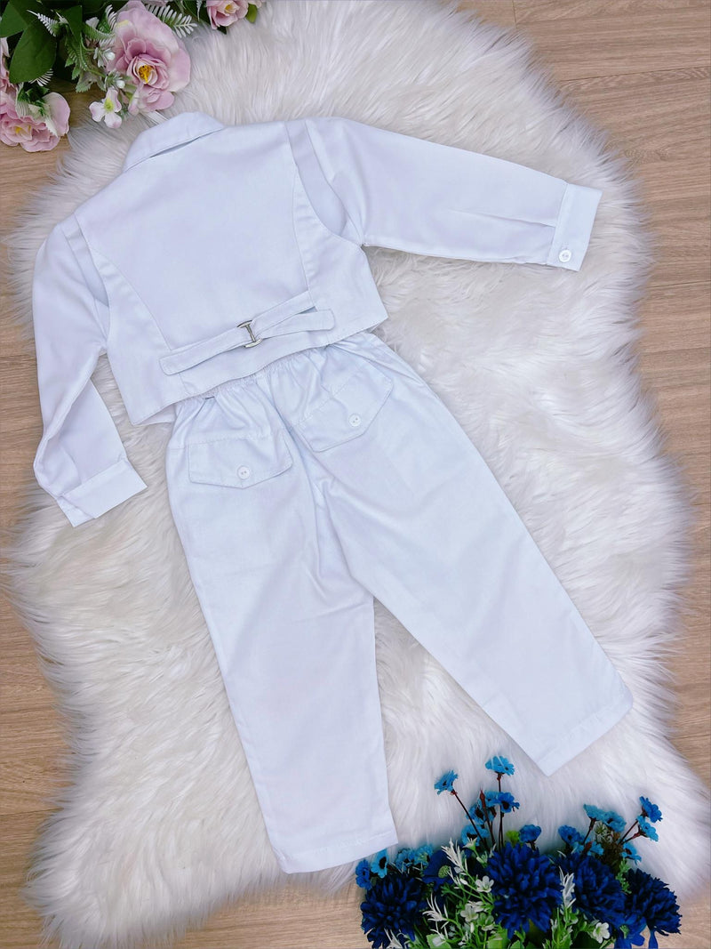 Conjunto Social Calça Camisa Colete Gravata Branco