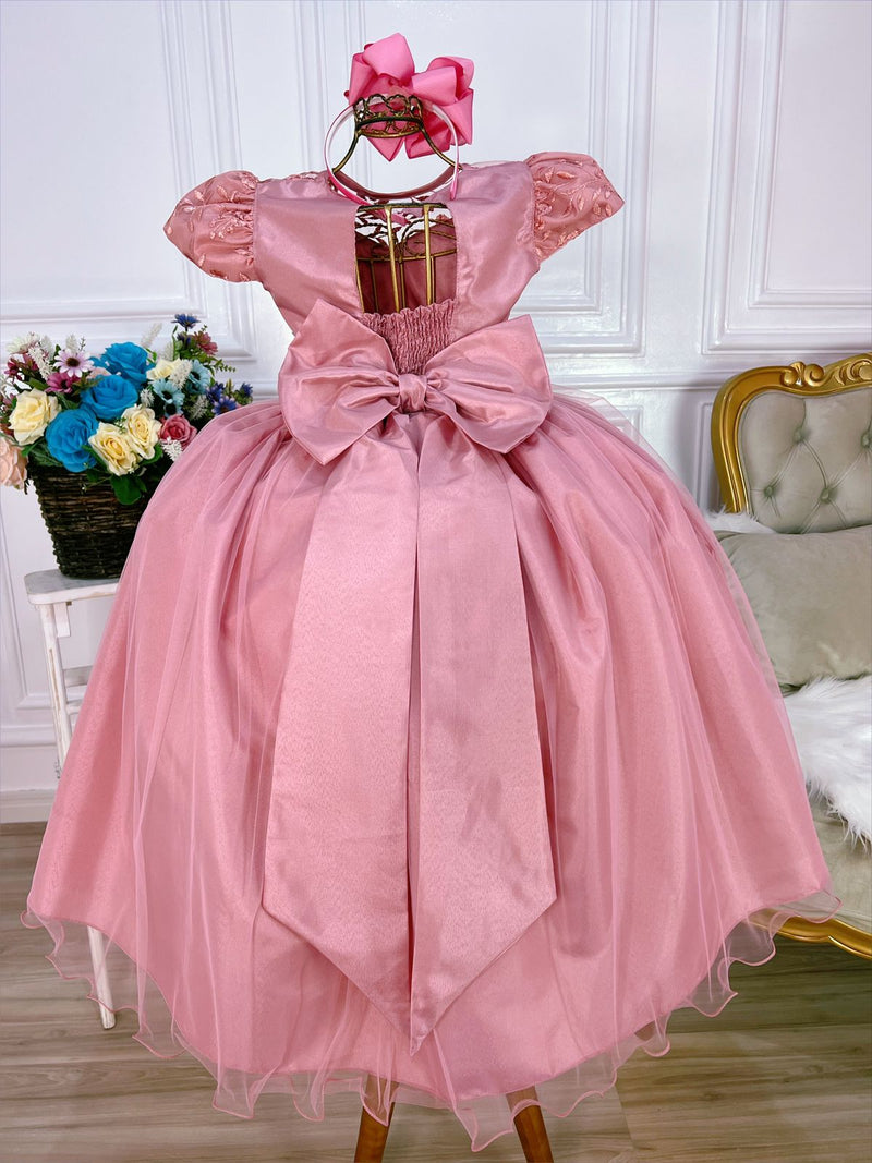 Vestido Infantil Rose Damas Honra Casamento C/ Renda Pérolas