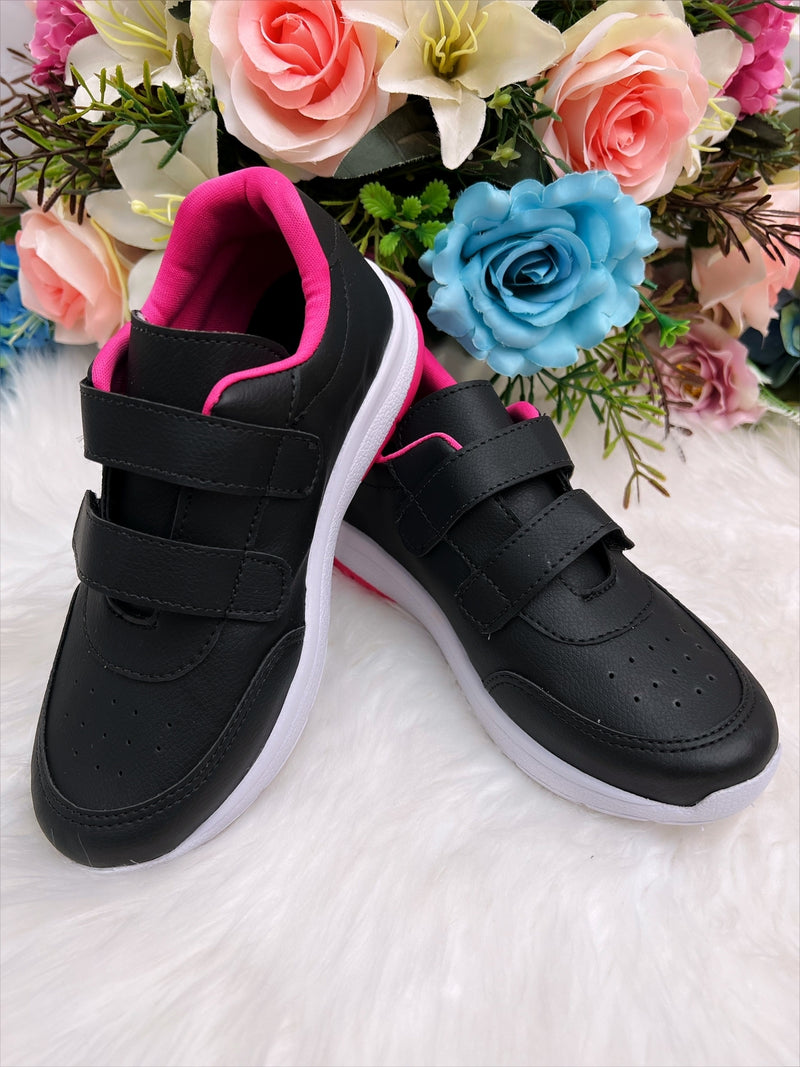 Tênis Infantil Preto e Rosa C/ Velcro Meninas