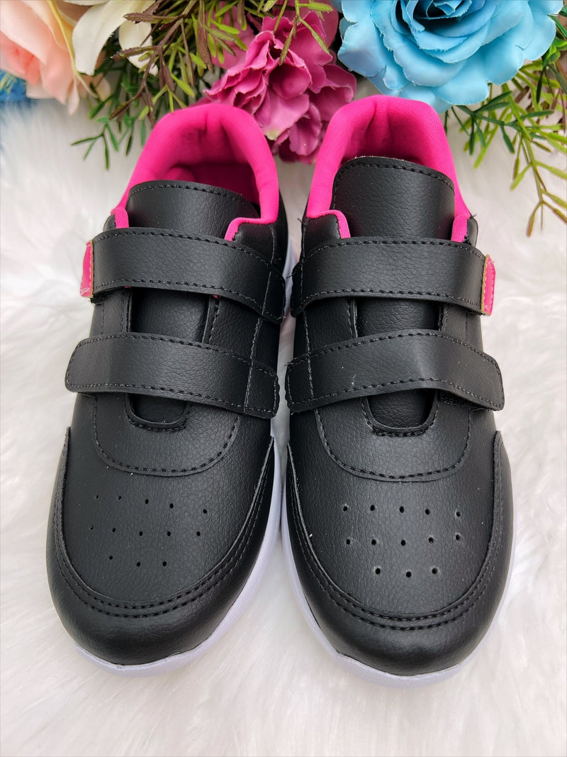 Tênis Infantil Preto e Rosa C/ Velcro Meninas