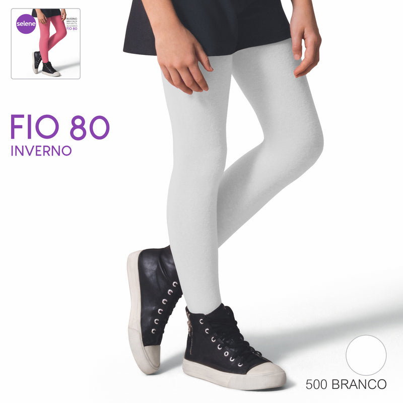 Meia Calça Infantil Branca de Algodão Fio 80