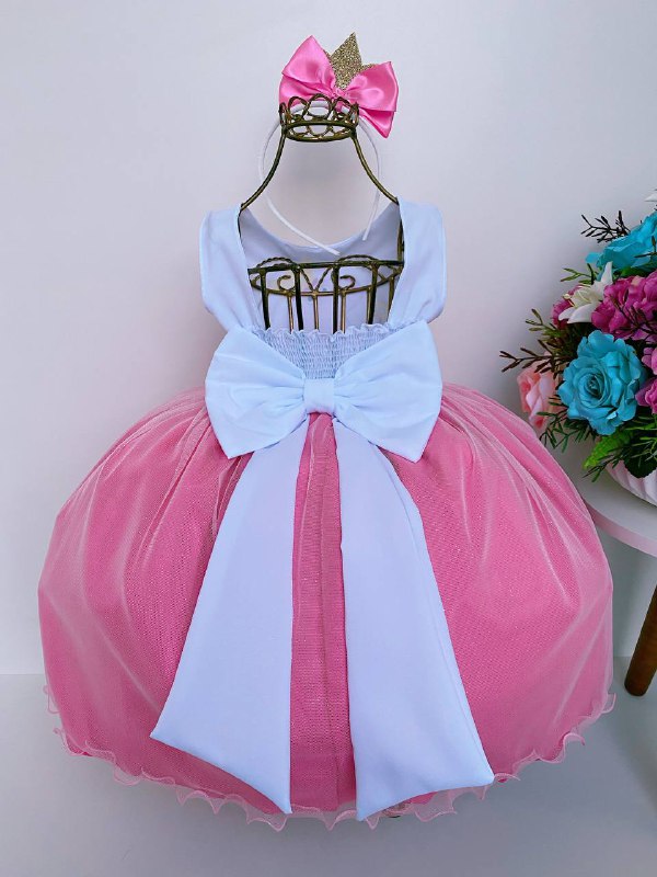 Vestido Infantil Peppa Pig Rosa com Tiara (109PP)