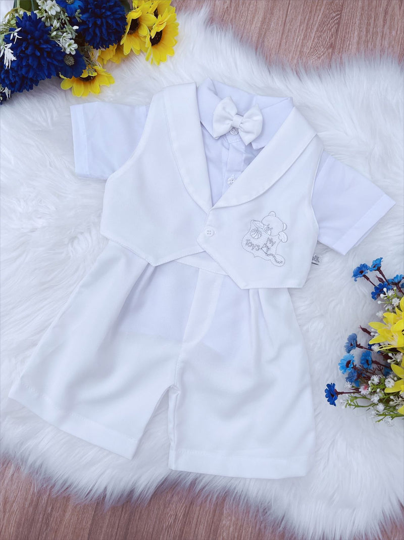 Conjunto Social Short Camisa Gravata Branco Toys (0004BT)