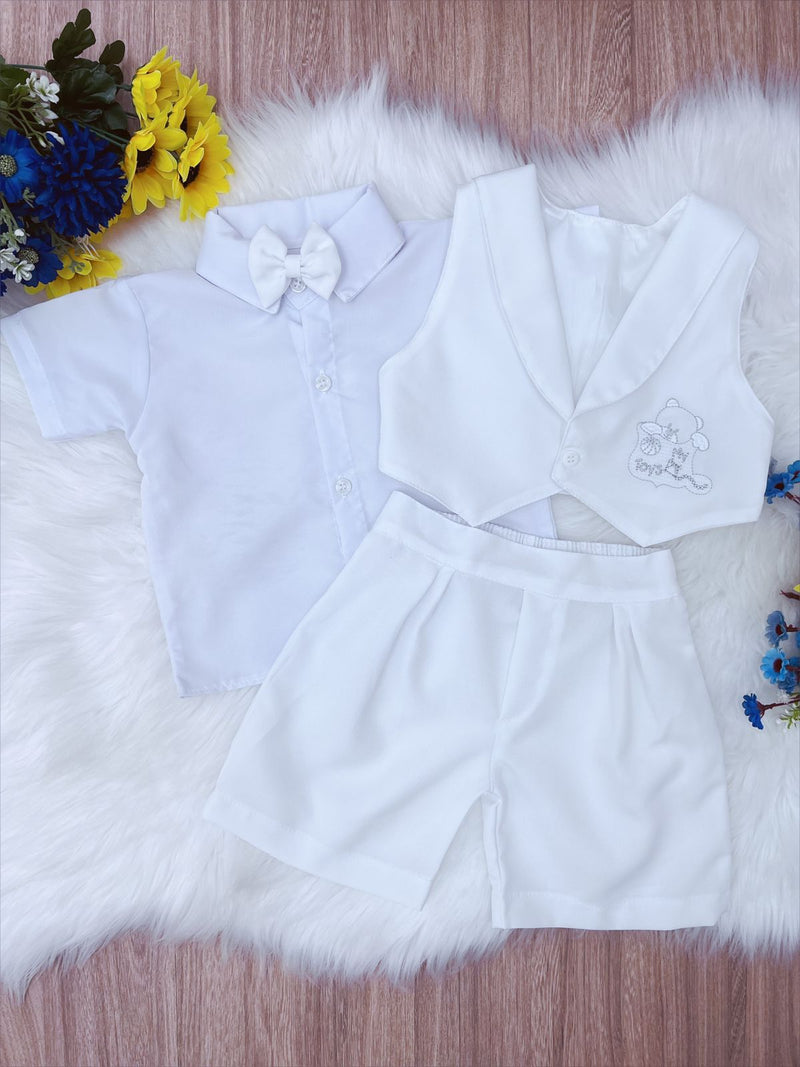 Conjunto Social Short Camisa Gravata Branco Toys (0004BT)