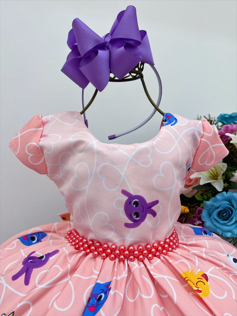 Vestido Infantil Bolofofos Rosa Pérolas Luxo