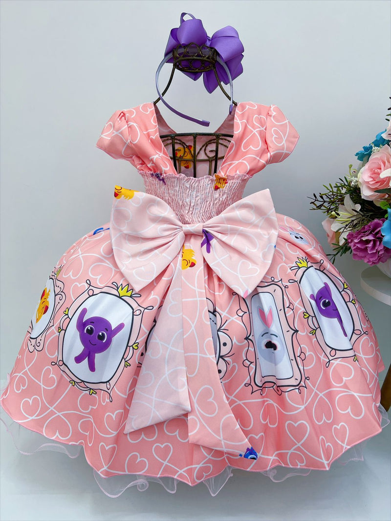 Vestido Infantil Bolofofos Rosa Pérolas Luxo