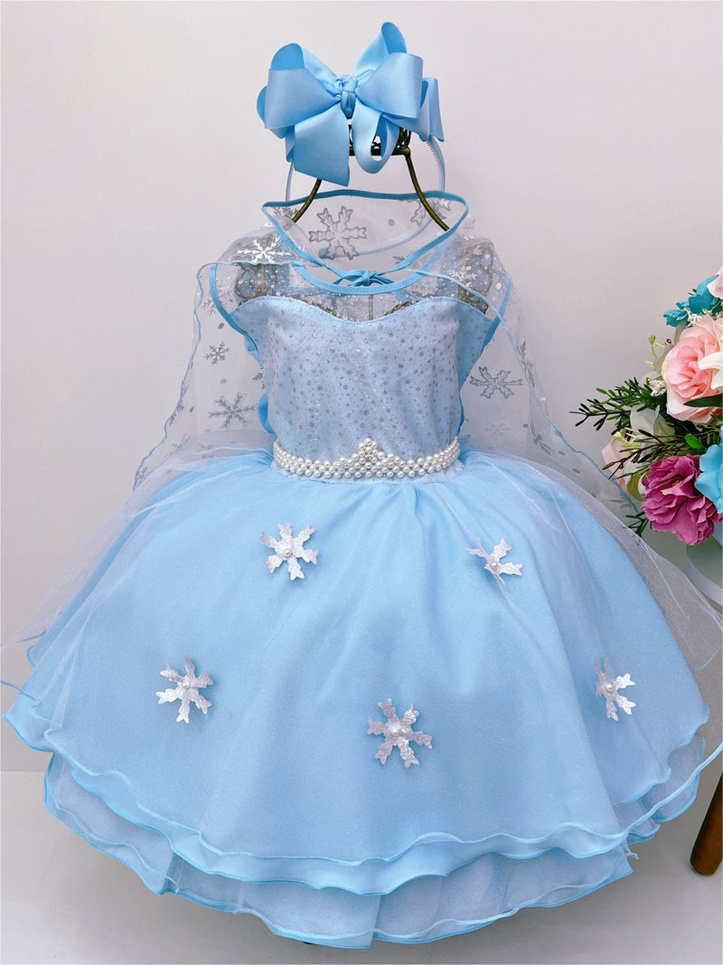 Vestido Infantil Frozen Com Capa Luxo Festas de Princesas (011FR)