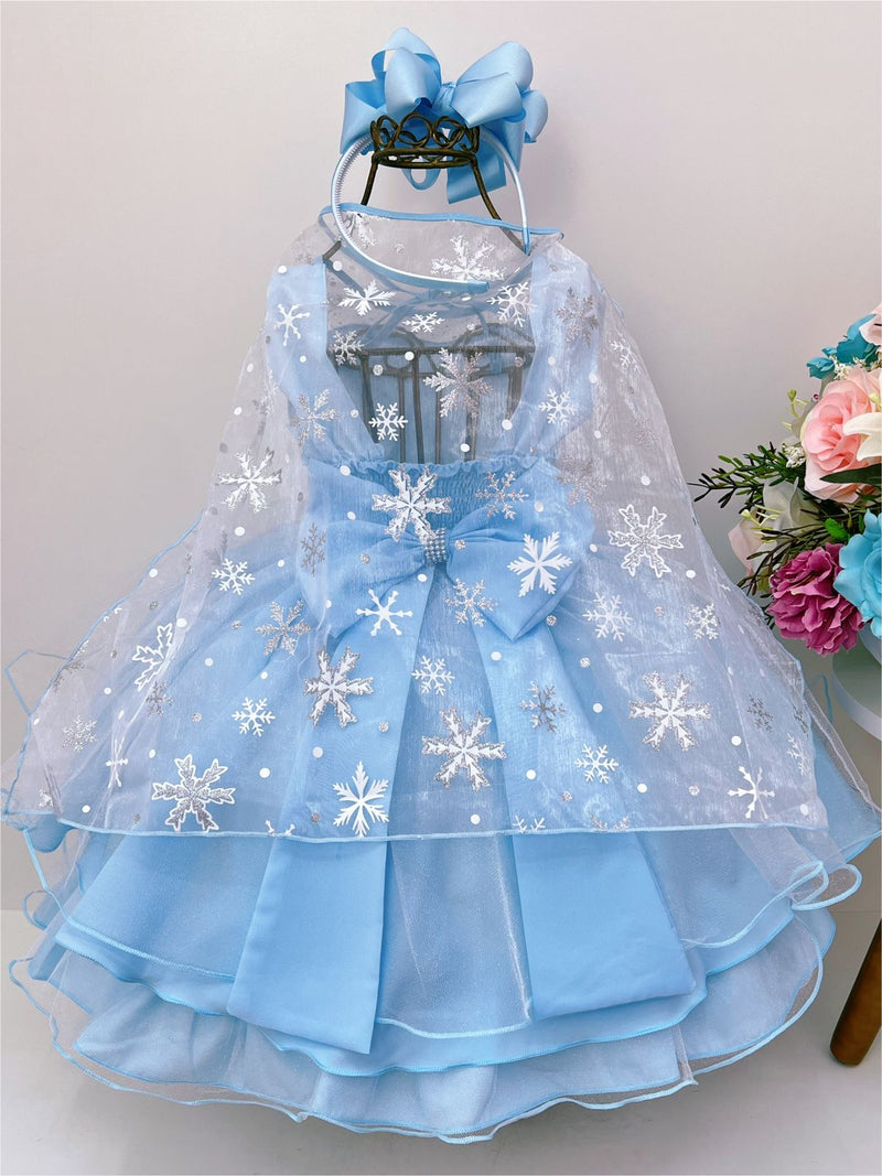 Vestido Infantil Frozen Com Capa Luxo Festas de Princesas (011FR)