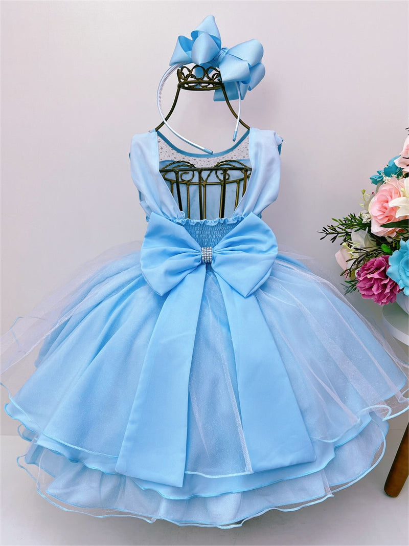 Vestido Infantil Frozen Com Capa Luxo Festas de Princesas (011FR)