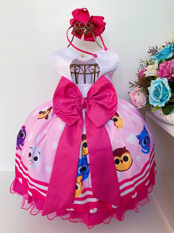 Vestido Infantil Bolofofos Rosa e Pink Luxo Festas (002BF)