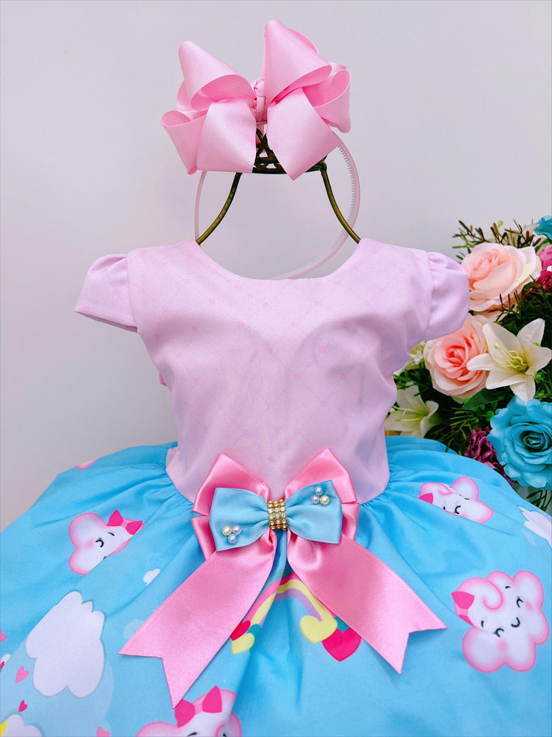 Vestido Infantil Chuva de Bênçãos e Amor Nuvem Luxo (11160)