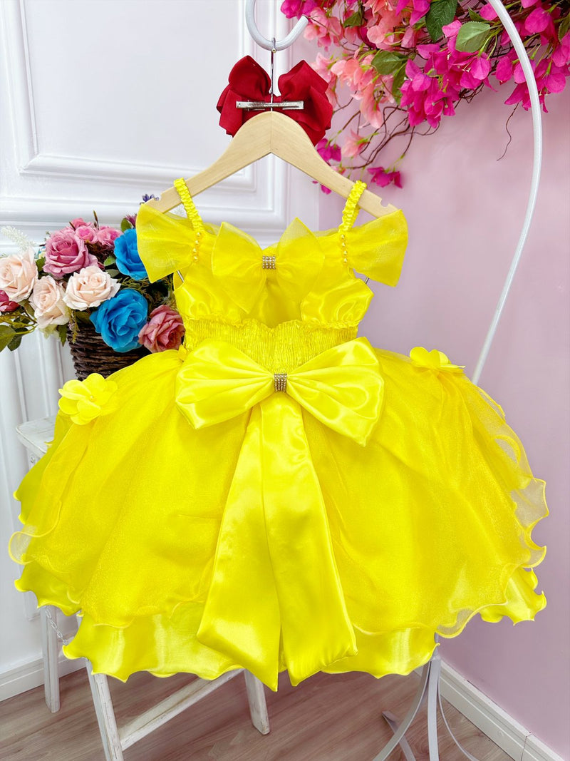 Vestido Infantil Bela e a Fera Princesas C/ Renda e Pérolas