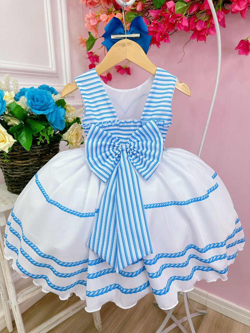 Vestido Infantil Barbie Branco Coração C/ Cinto de Pérolas