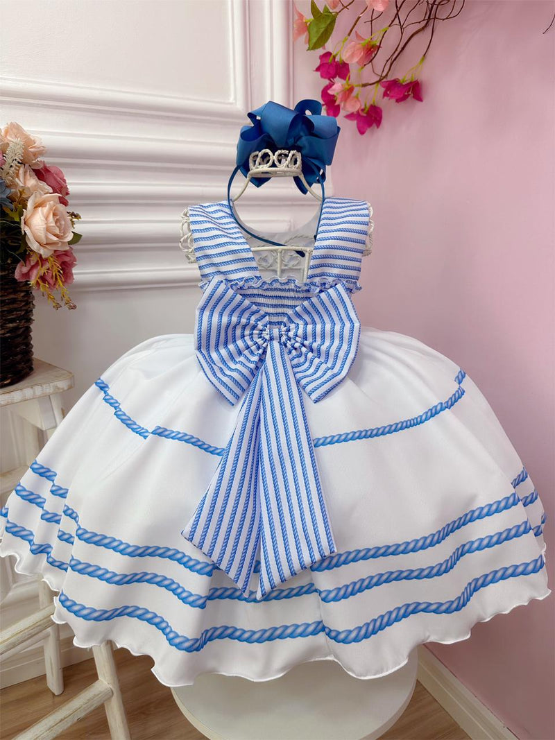 Vestido Infantil Barbie Branco Coração C/ Cinto de Pérolas