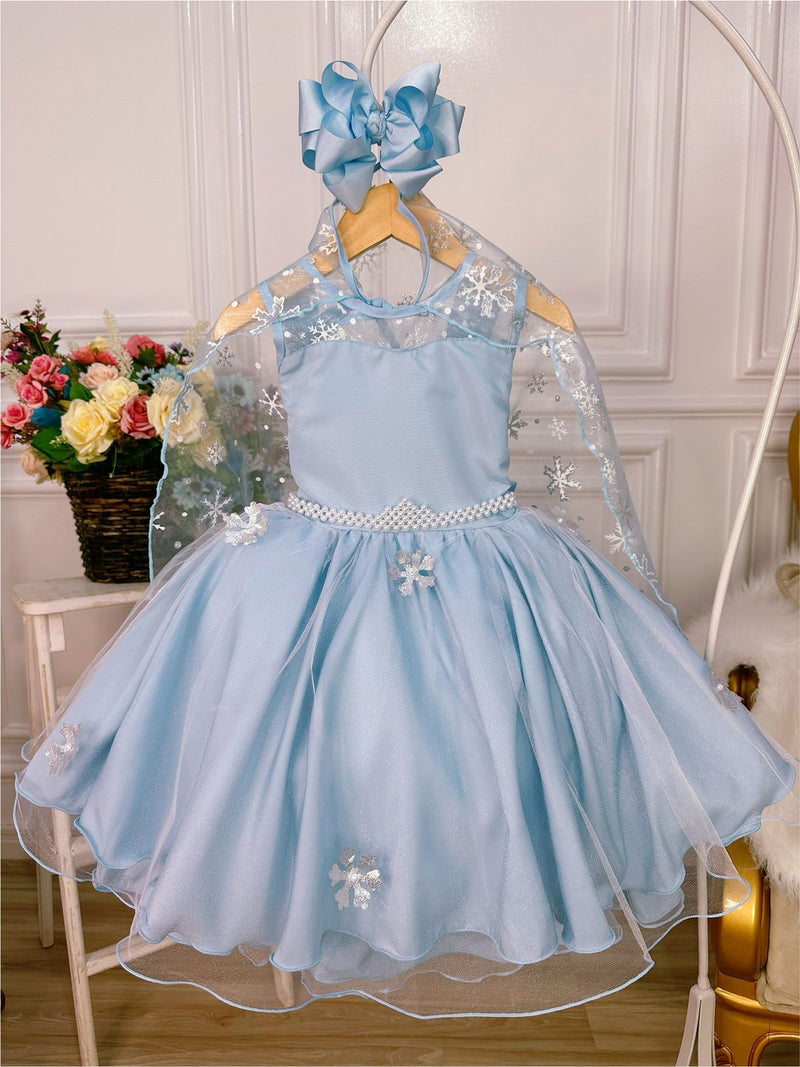 Vestido Infantil Frozen Princesas Capa de Luxo Aniversário