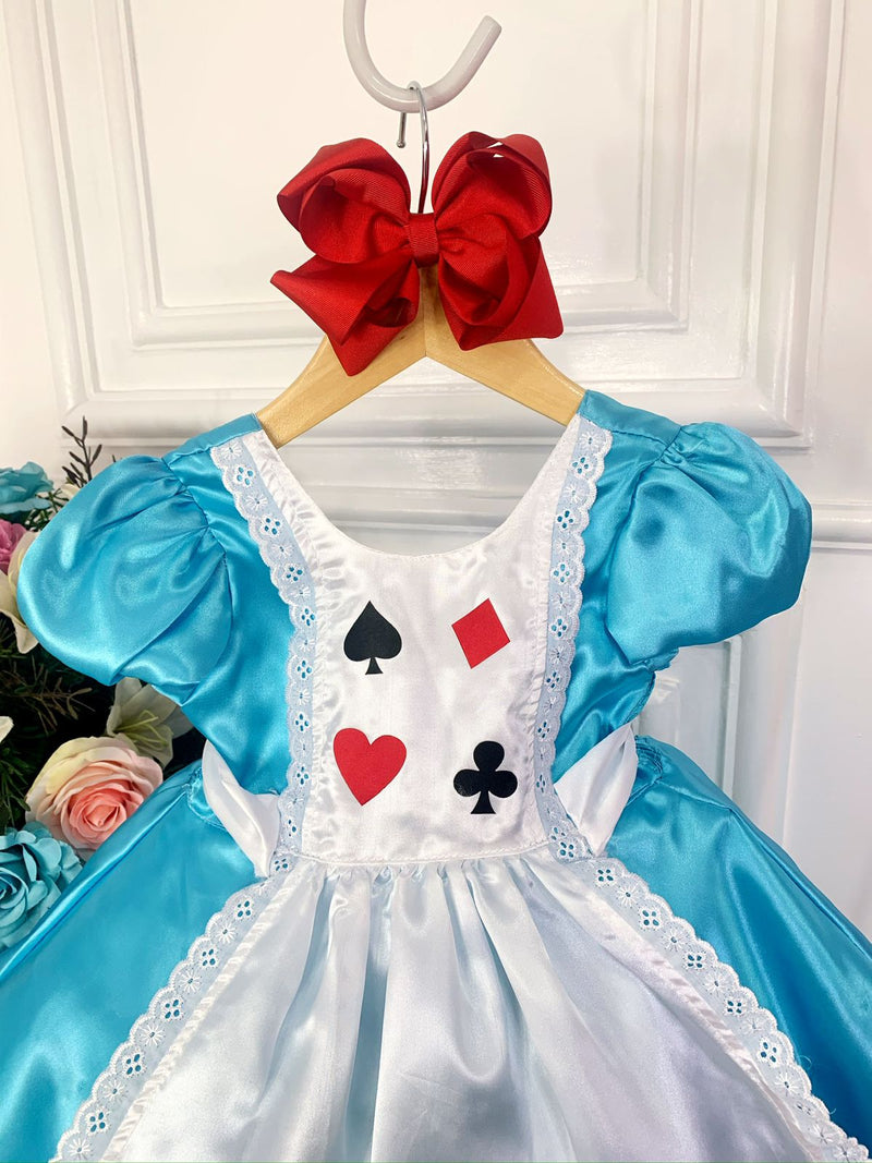 Vestido Infantil Alice no Pais das Maravilhas Festa Luxo (4533)