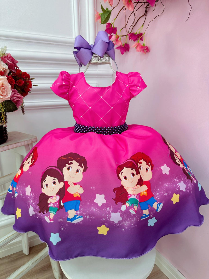 Vestido Infantil Maria Clara e JP Rosa Chiclete Cinto Pérolas