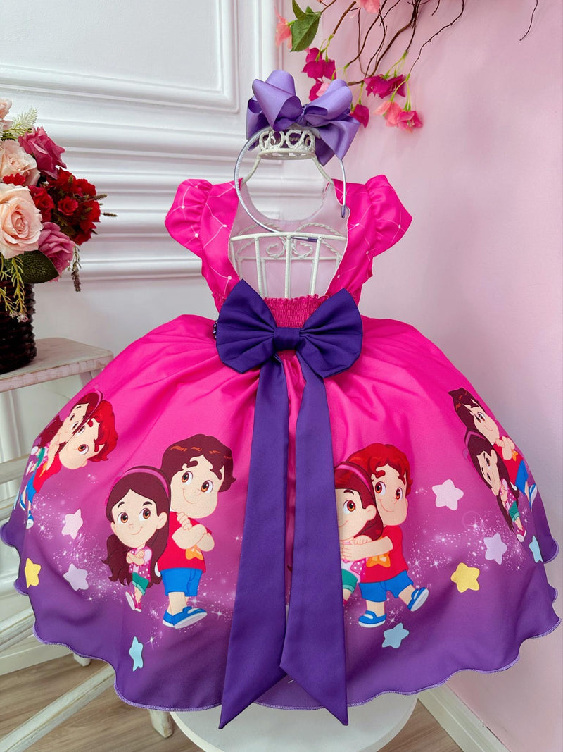 Vestido Infantil Maria Clara e JP Rosa Chiclete Cinto Pérolas