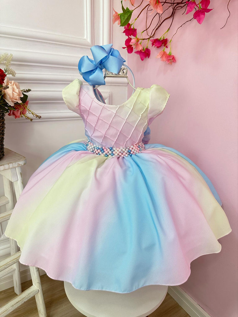 Vestido Infantil Chuva de Amor Colorido Circo Cinto Pérolas (DLXCA)