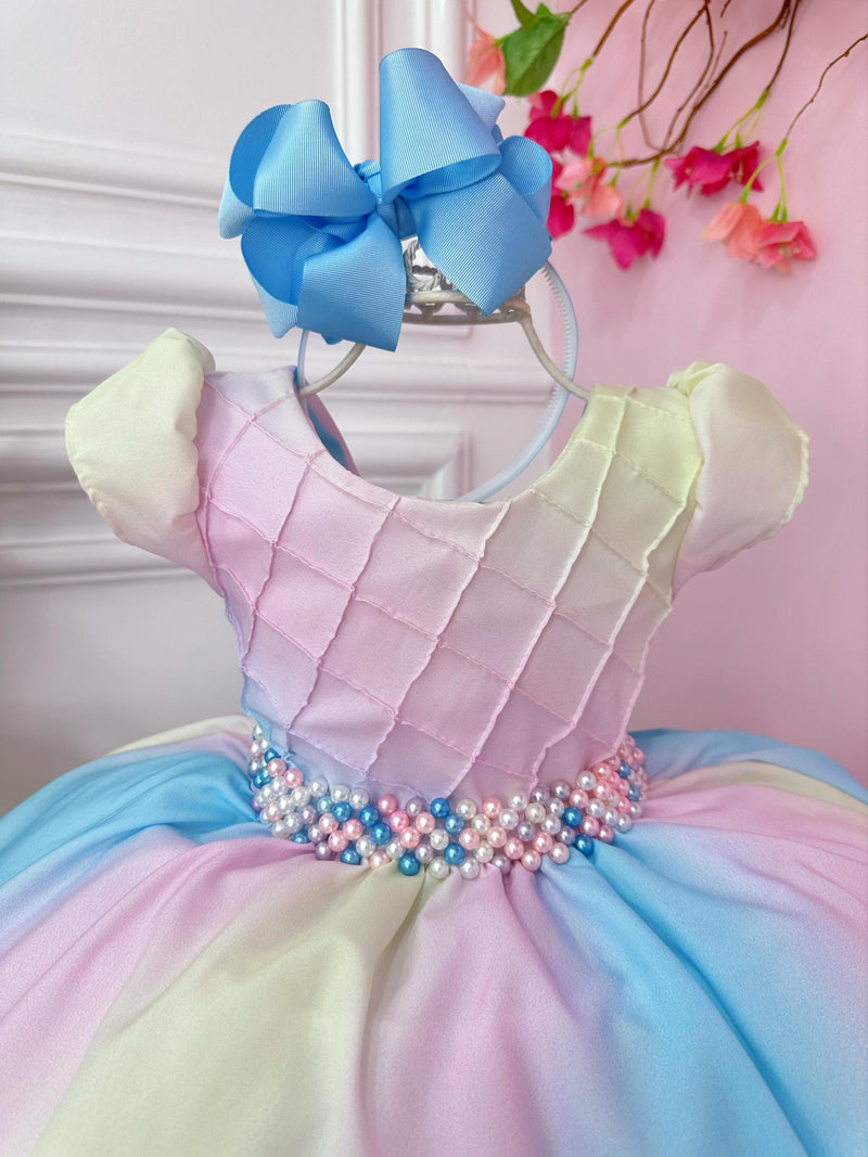 Vestido Infantil Chuva de Amor Colorido Circo Cinto Pérolas (DLXCA)