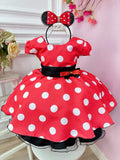 Vestido Infantil Minnie Vermelho C/ Bolinhas Brancas Festas (0786VM)