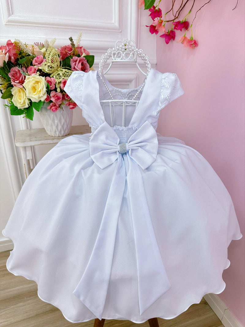 Vestido Infantil Branco Luxo Batizado Damas Casamento Festa