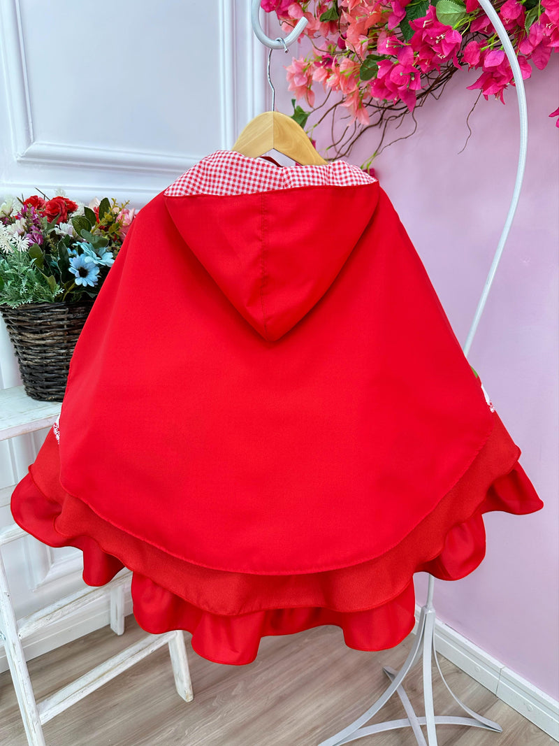 Vestido Infantil Chapéu Vermelho C/ Capuz